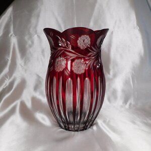 Bright Pink Cut to Clear Vase # 22476